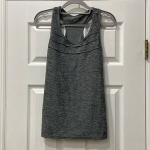 Oiselle SMALL Gray Black Space Dye Scoop Neck Workout Gym Tank Top Racerback